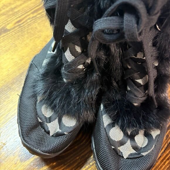 Coach Jennie Black And Gray Fur Lined Boots Size 8.5 - Picture 3 of 11